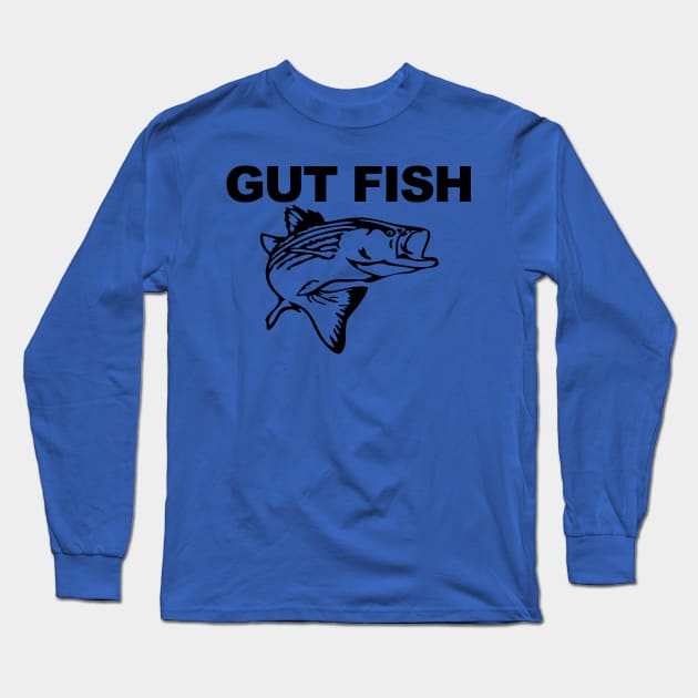 Gut Fish - Striped Bass Long Sleeve T-Shirt by  The best hard hat stickers 